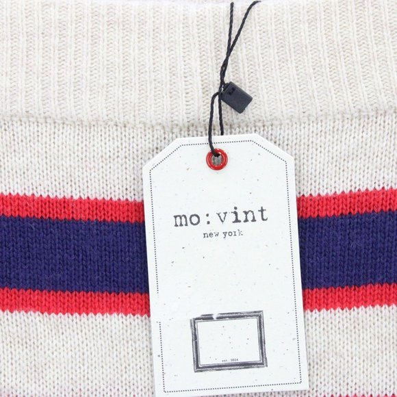 Mo:Vint Knit Pencil Skirt Womens Beige Striped Pullon Cotton Blend Small S NWT - Picture 4 of 8